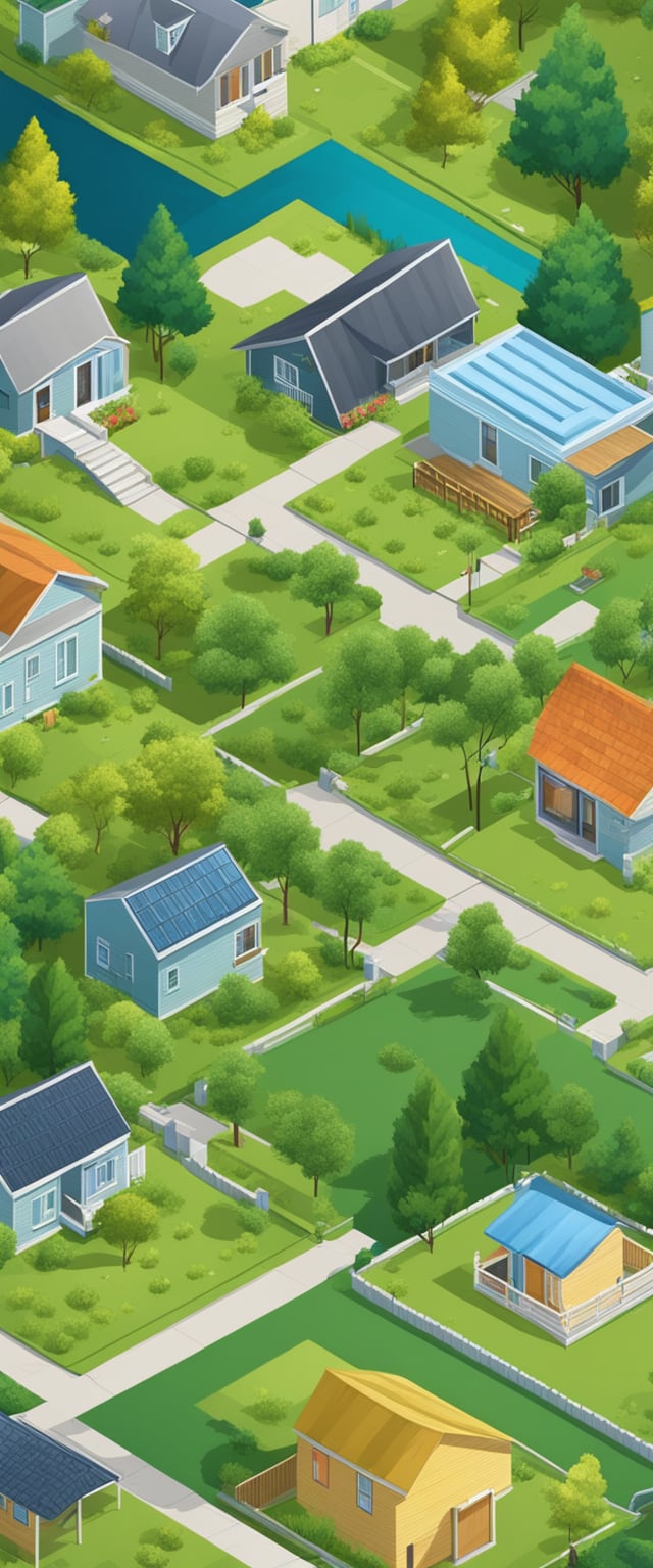 A suburban backyard with a variety of above-ground storm shelters, surrounded by grass and trees
