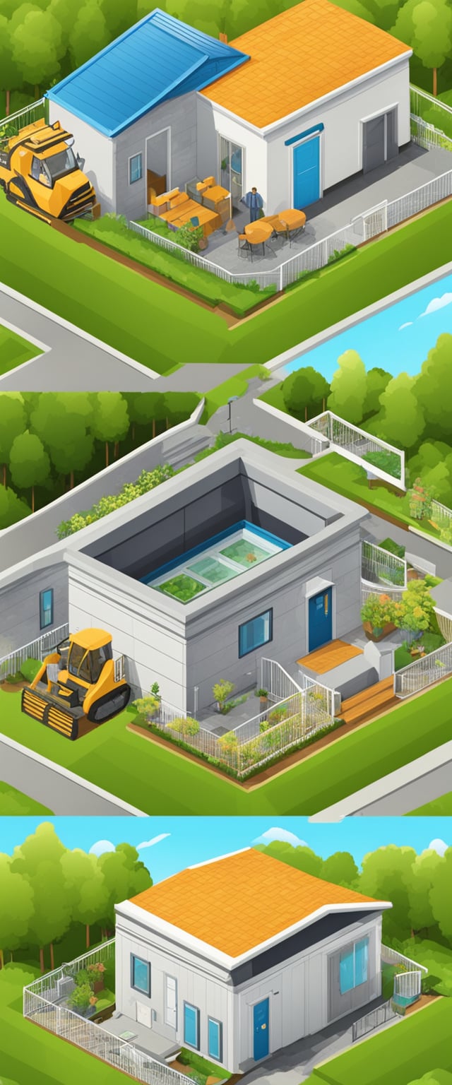 An above-ground storm shelter being delivered and installed in a residential yard